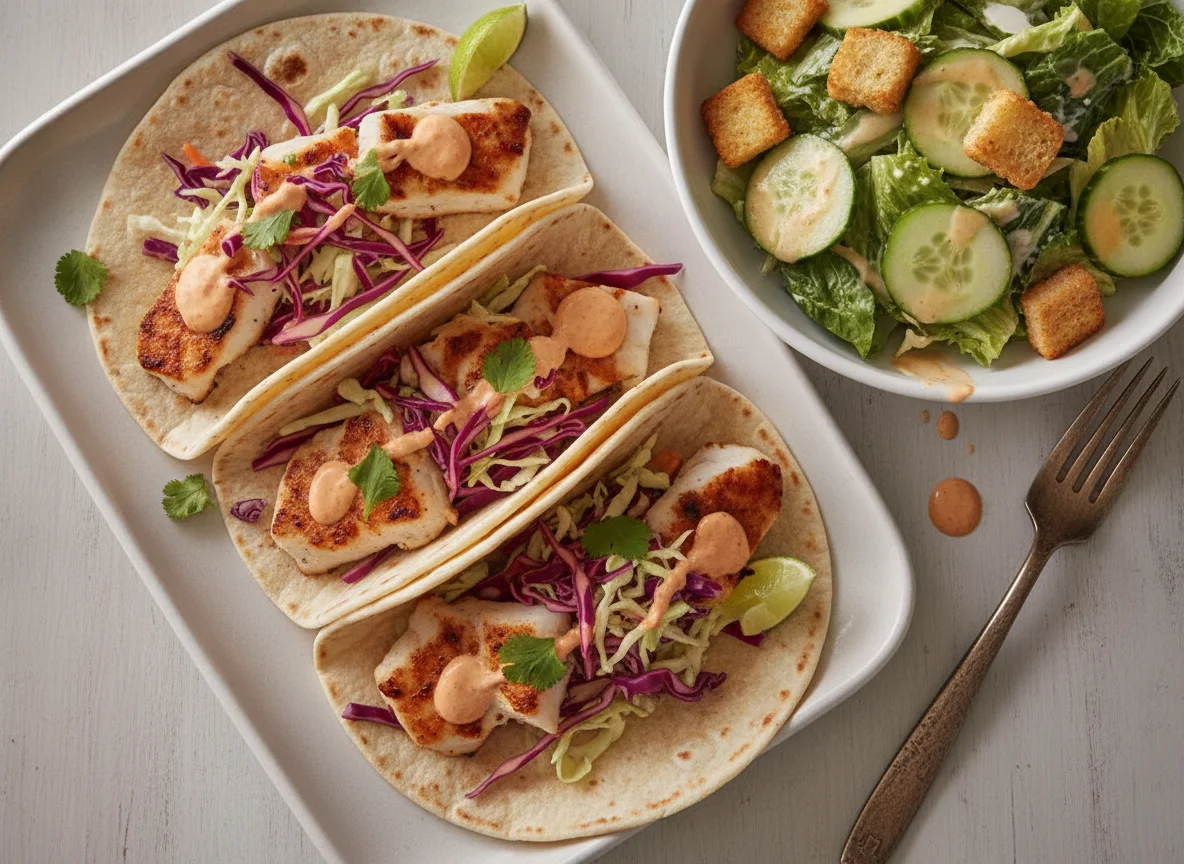 Fish Tacos with Side Salad photo