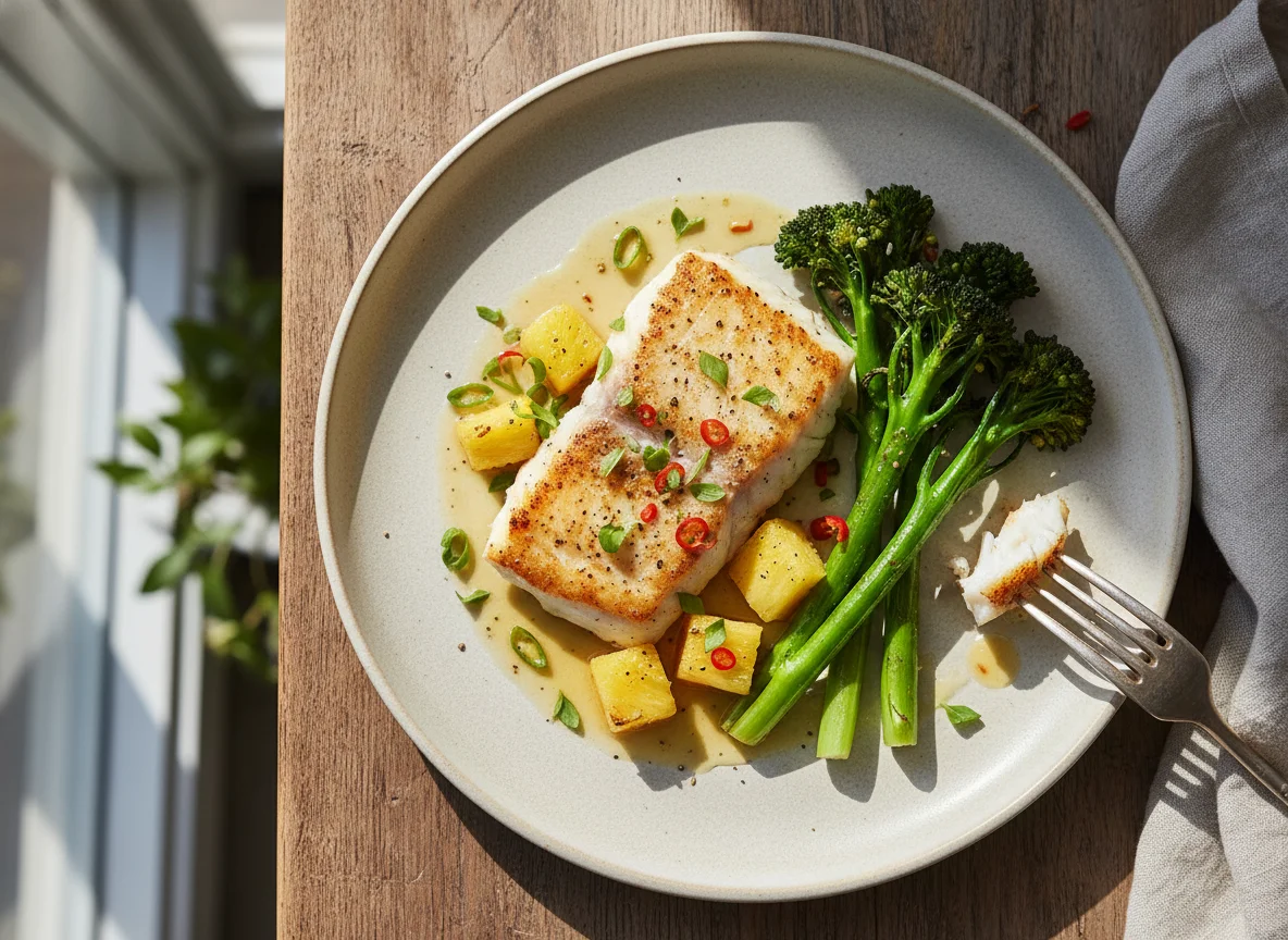 Fish with Pineapple and Broccoli photo