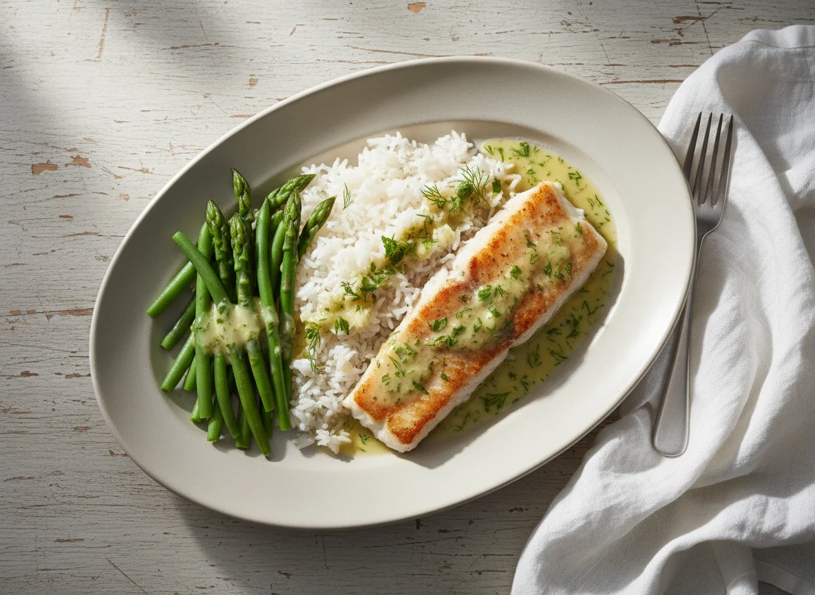 Fish with Rice and Vegetables photo