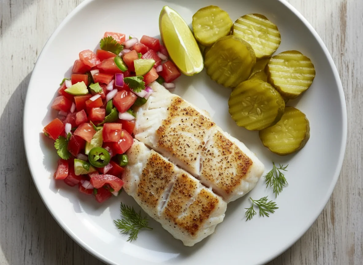 Fish with Salsa and Pickles photo