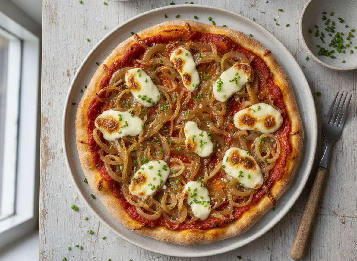 Flatbread with Caramelized Onions and Chives photo
