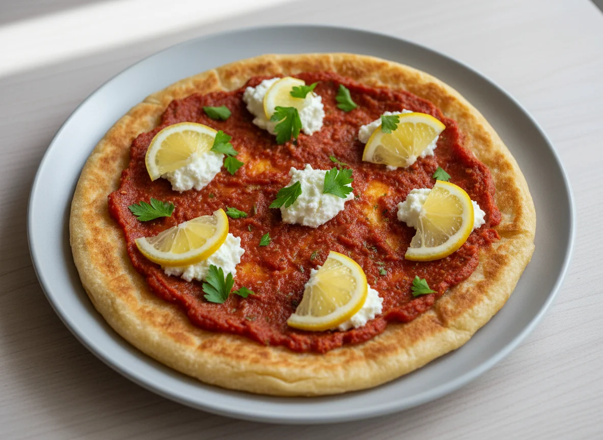 Flatbread with Tomato, Cheese, and Preserved Lemon photo