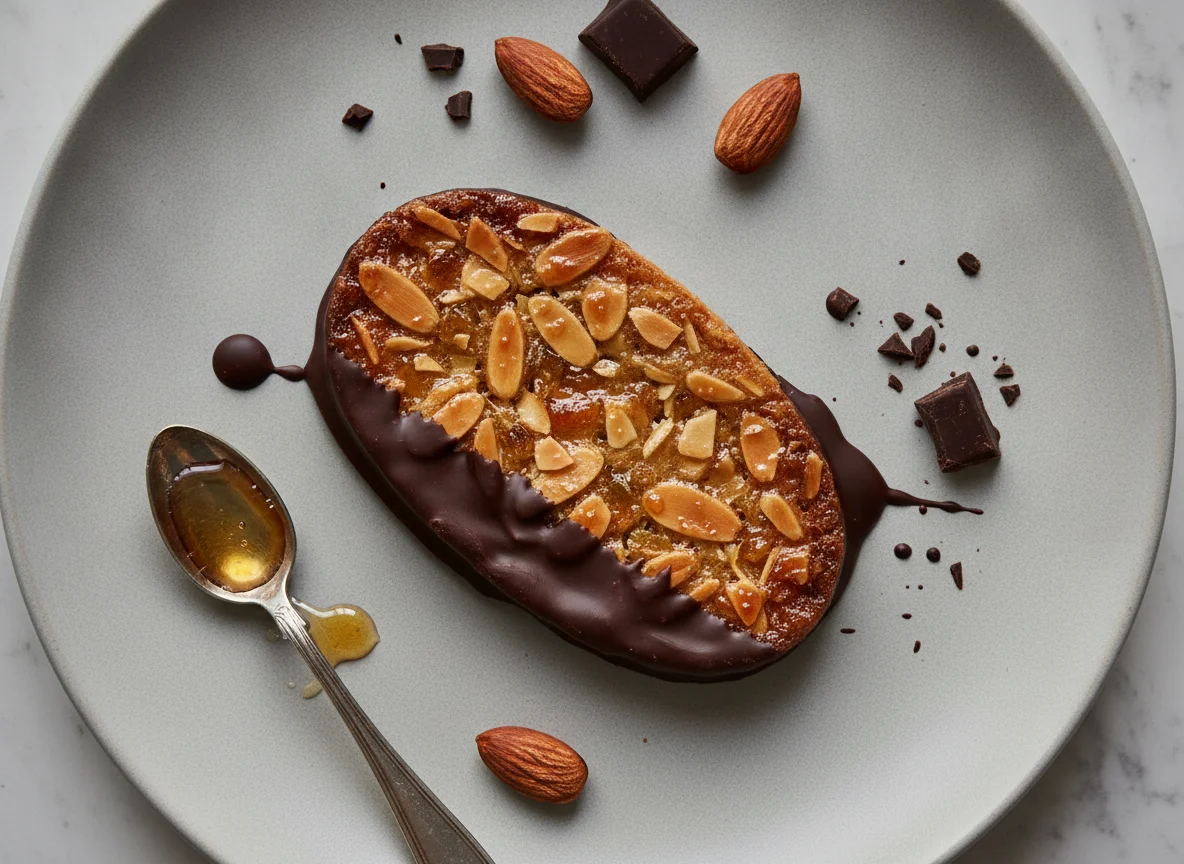 Florentine biscuit with dark chocolate photo