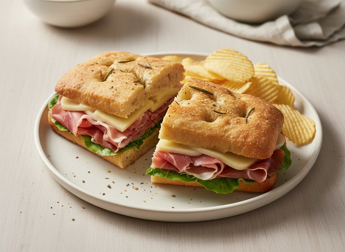 Focaccia Sandwich with Chips photo