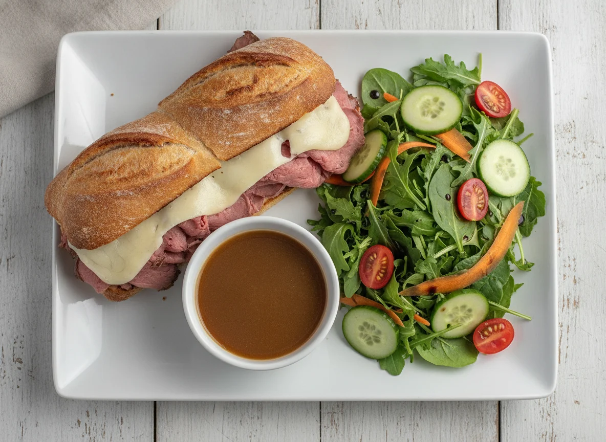 French Dip Sandwich with Side Salad photo