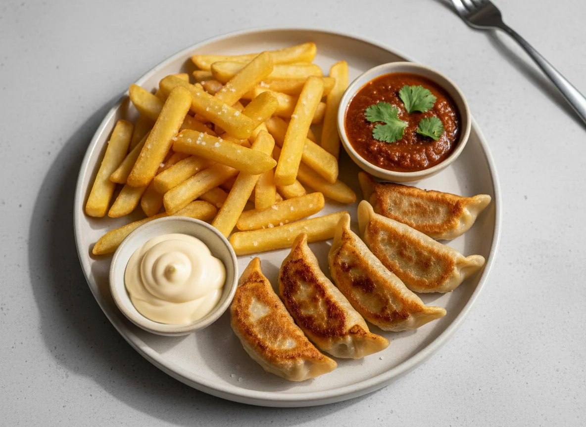 French Fries and Fried Momos photo