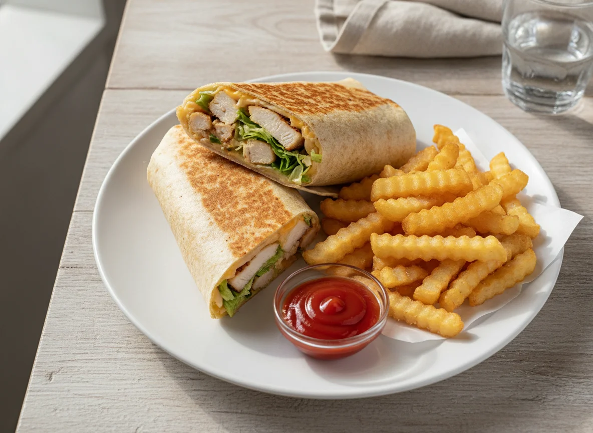 French Fries and Grilled Wrap photo