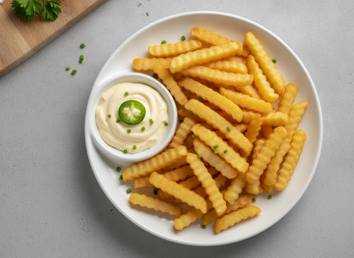 French fries with garlic mayonnaise photo