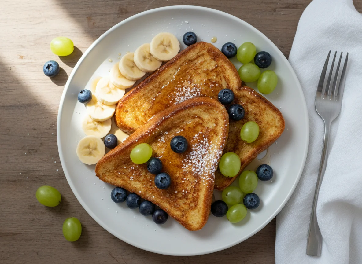 French Toast with Banana and Berries photo