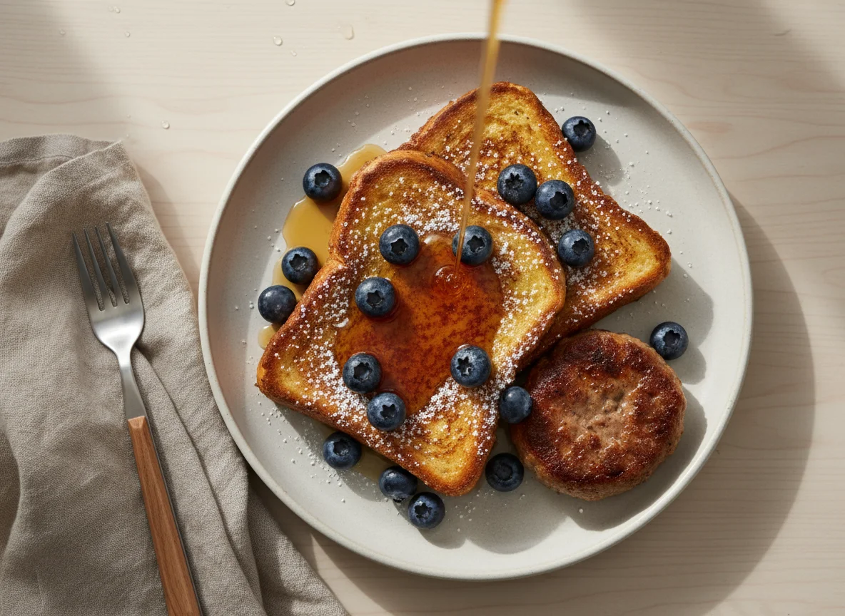 French Toast with Sausage and Blueberries photo