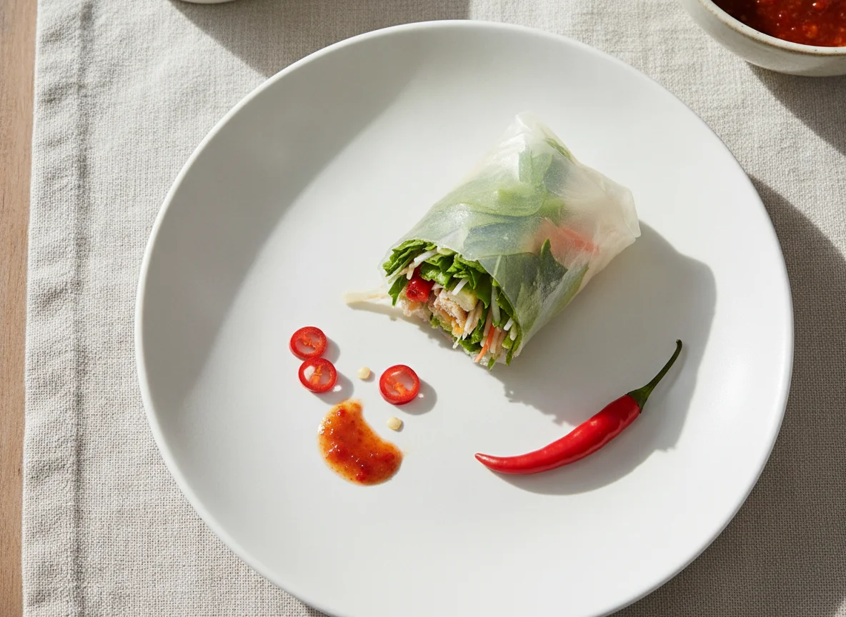 Fresh Spring Roll (partially eaten) photo