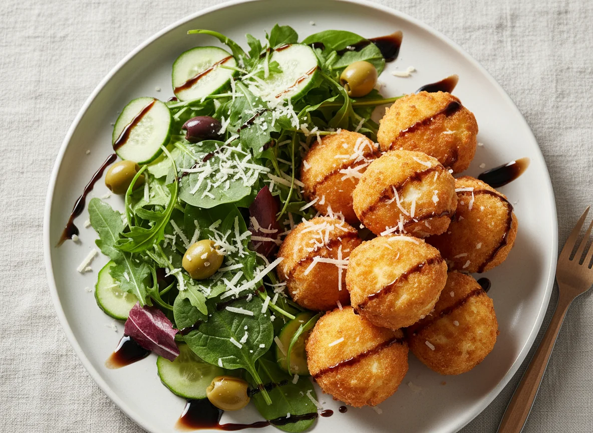 Fried Cheese Balls with Mixed Salad photo
