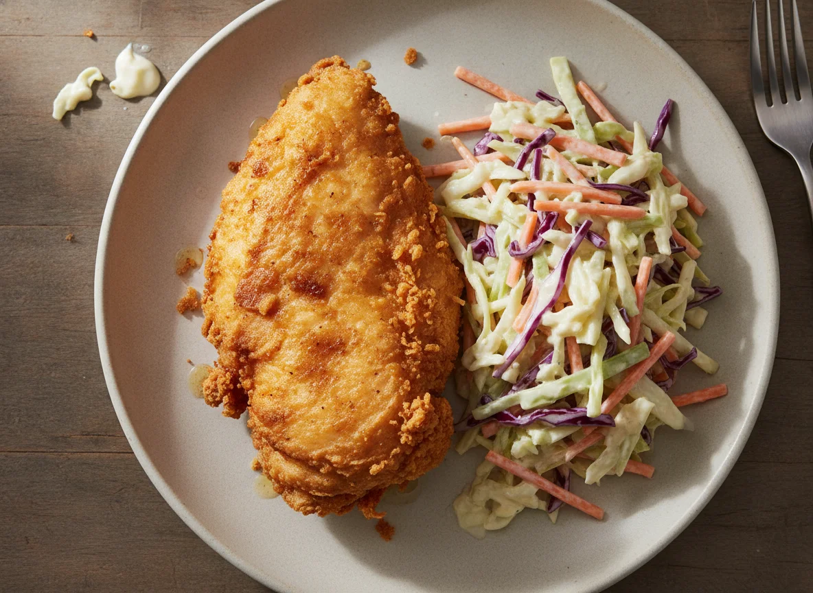 Fried Chicken and Coleslaw photo