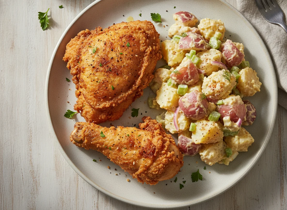 Fried Chicken and Potato Salad photo