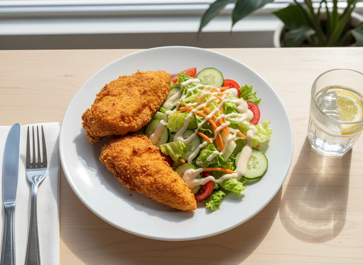 Fried Chicken and Salad photo