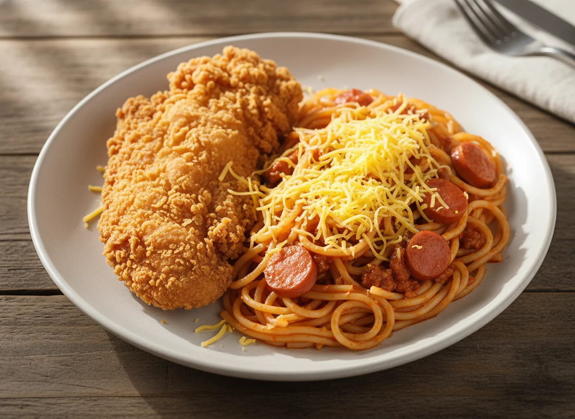 Fried Chicken and Spaghetti photo