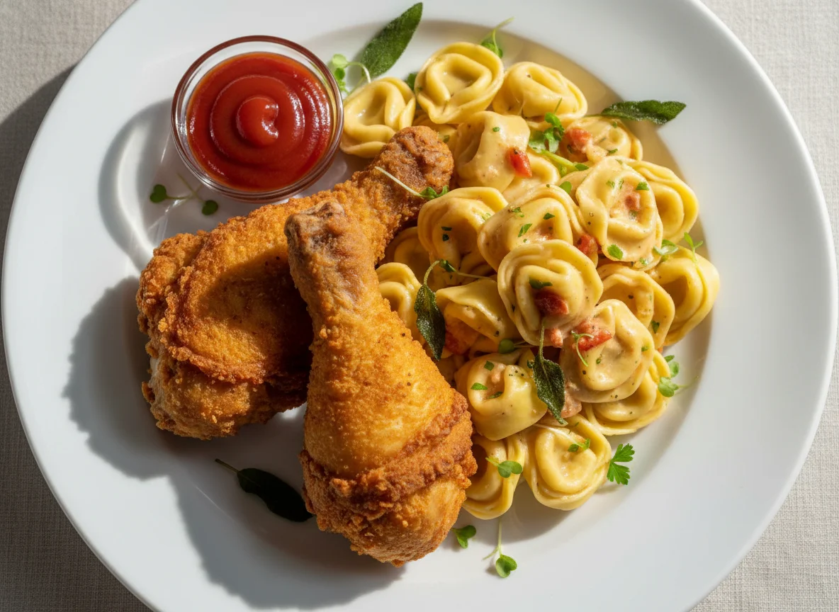 Fried Chicken and Tortellini photo