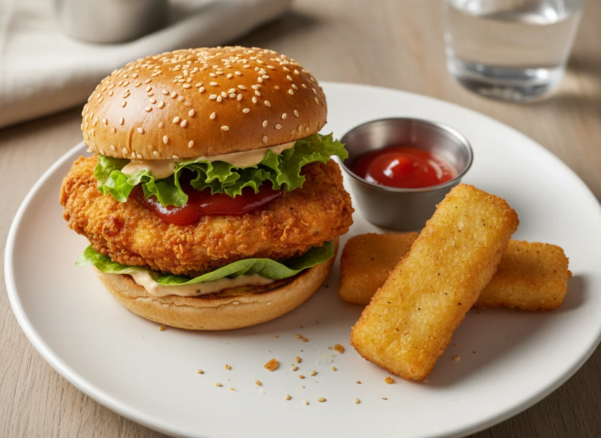 Fried Chicken Burger and Battered Fish/Chicken photo