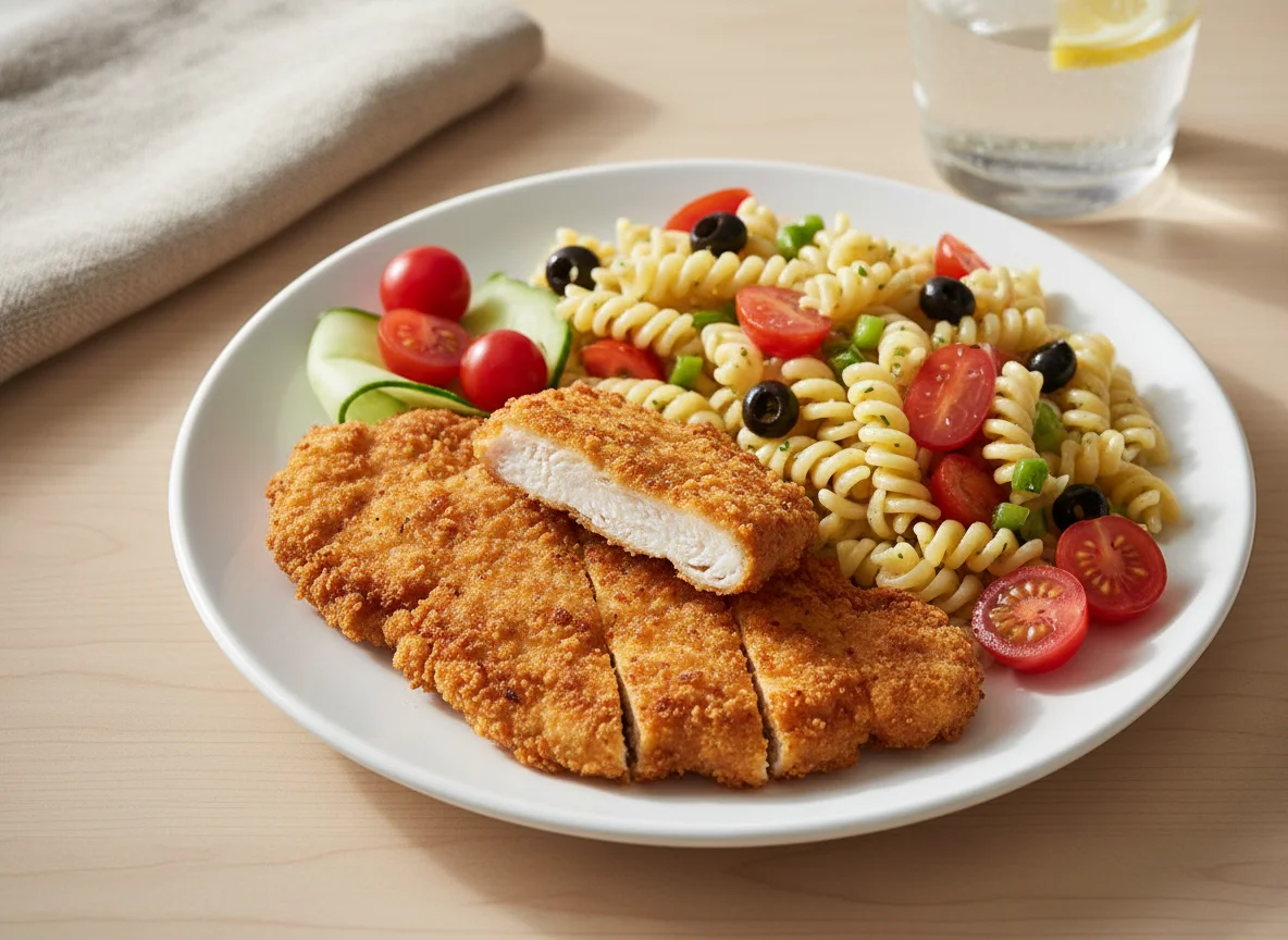 Fried Chicken Cutlet with Salad photo