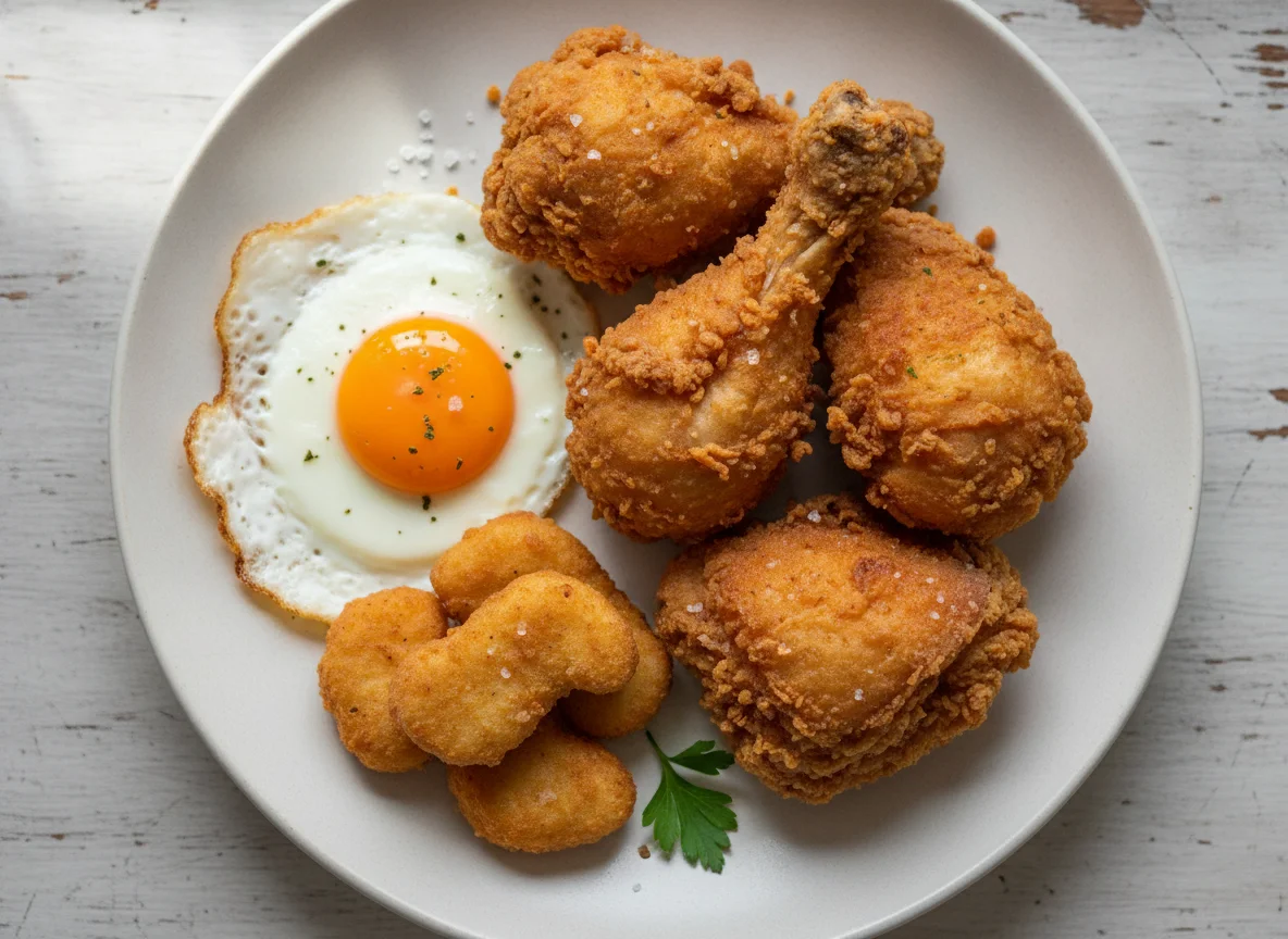 Fried Chicken, Egg, and Chicken Nuggets photo