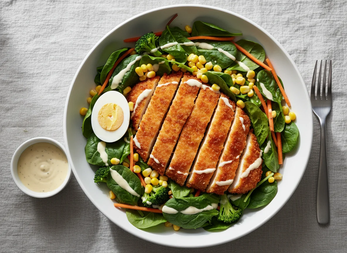 Fried Chicken Salad with Boiled Egg photo