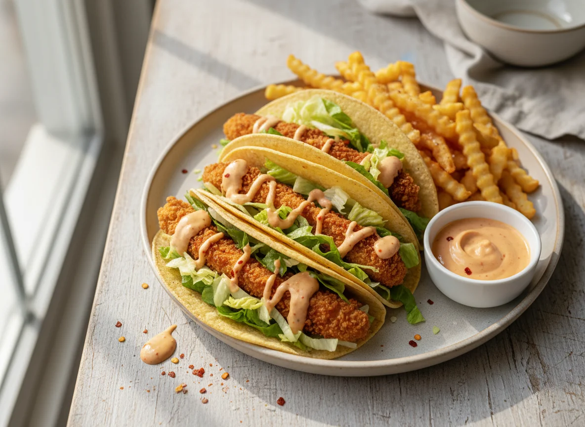 Fried Chicken Tacos with Fries photo