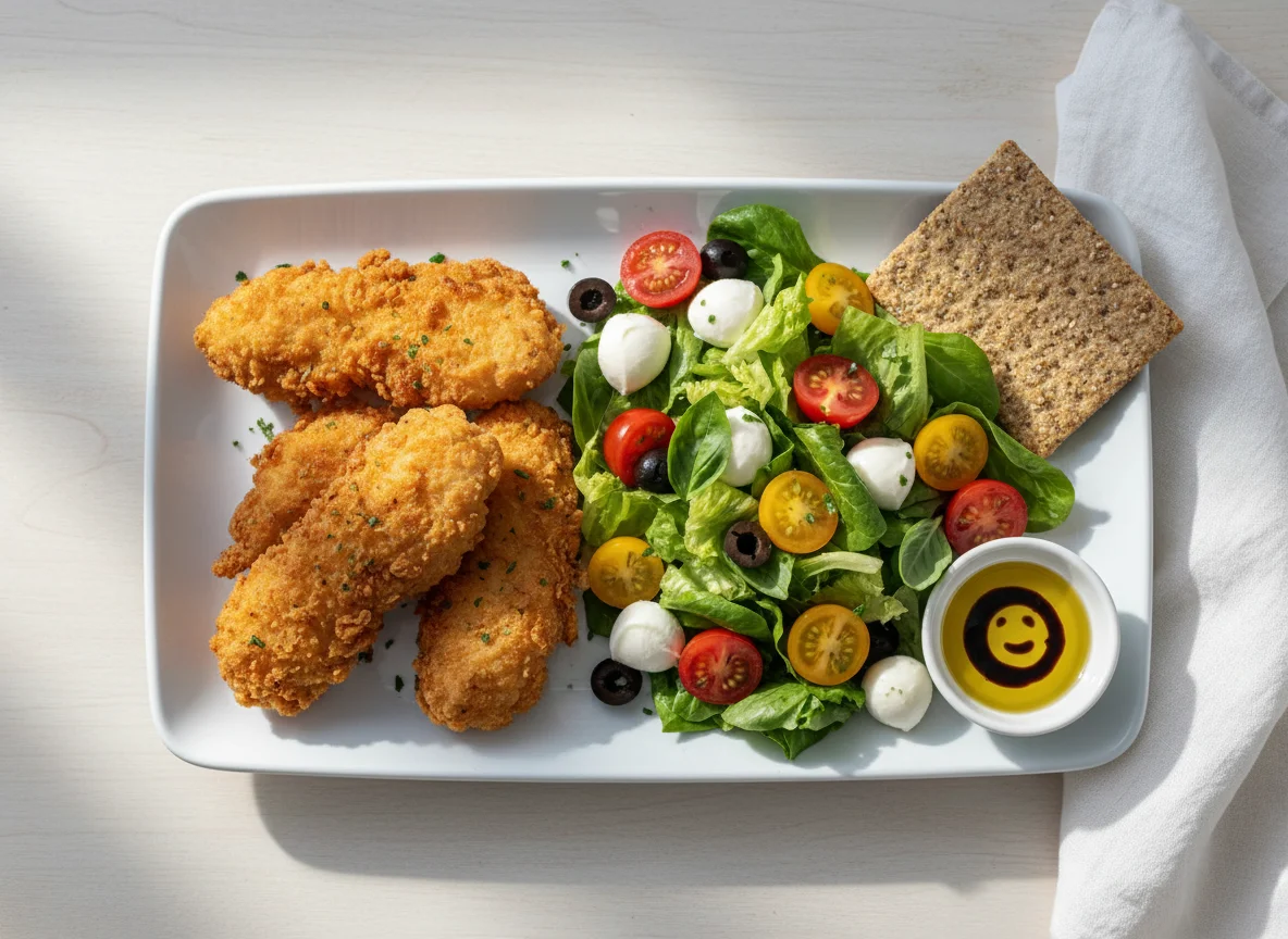 Fried Chicken Tenders with Caprese Salad photo
