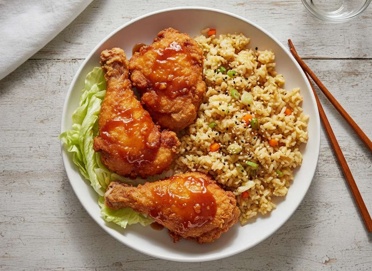 Fried Chicken with Egg Fried Rice photo