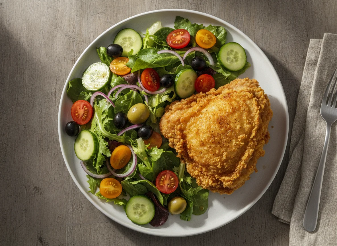 Fried Chicken with Mediterranean Salad photo