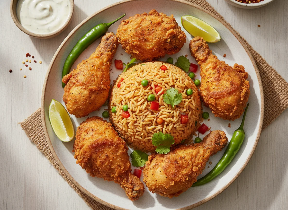 Fried Chicken with Spiced Rice photo