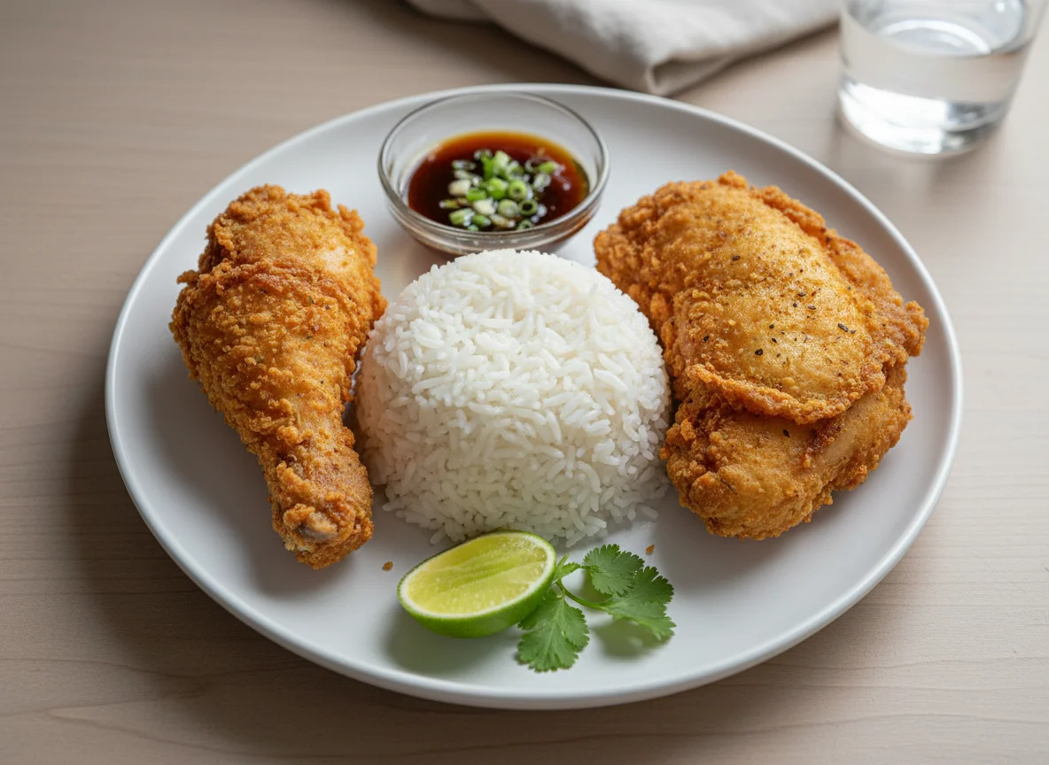 Fried Chicken with White Rice photo