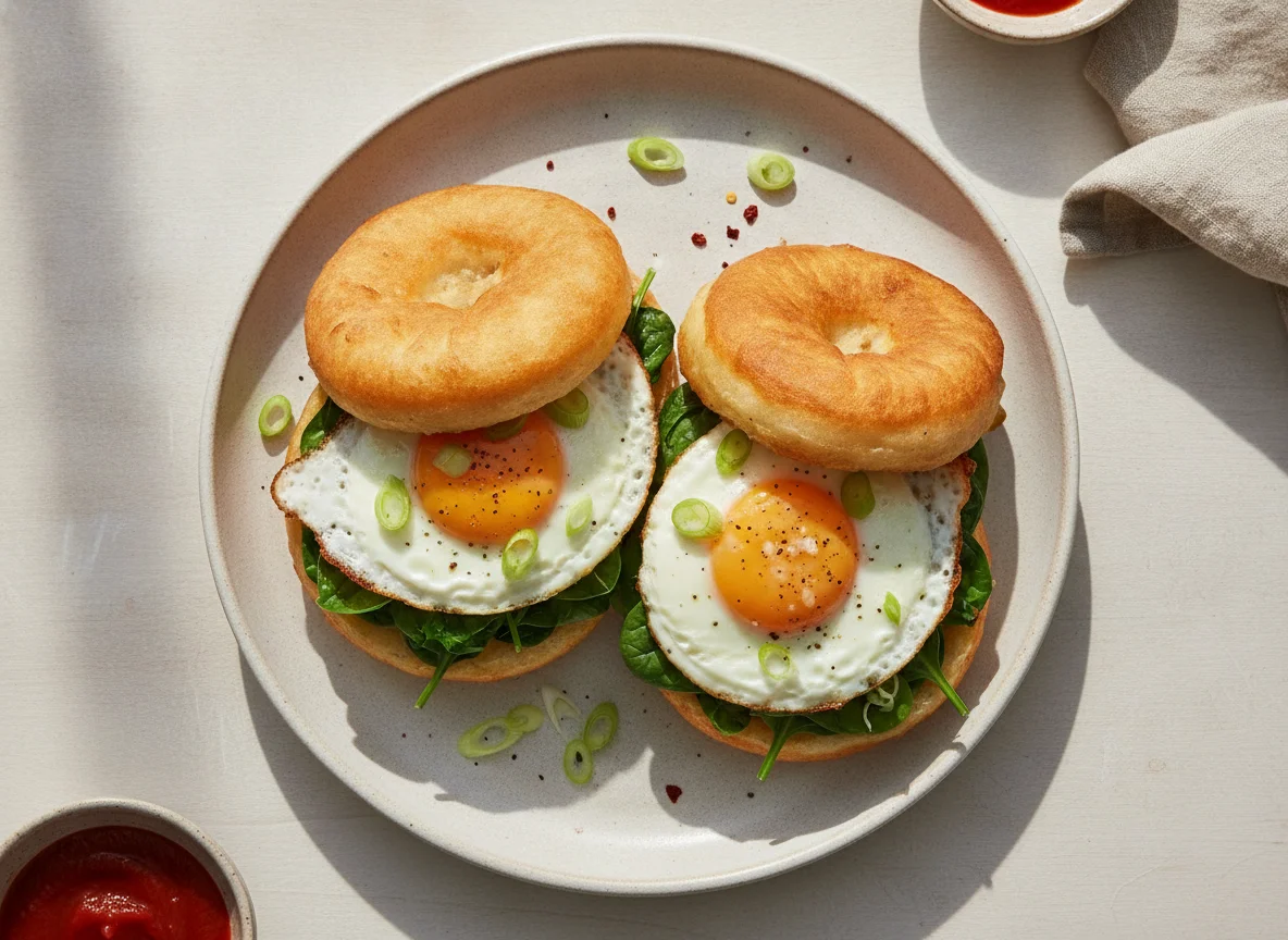 Fried Dough and Egg Sandwiches photo