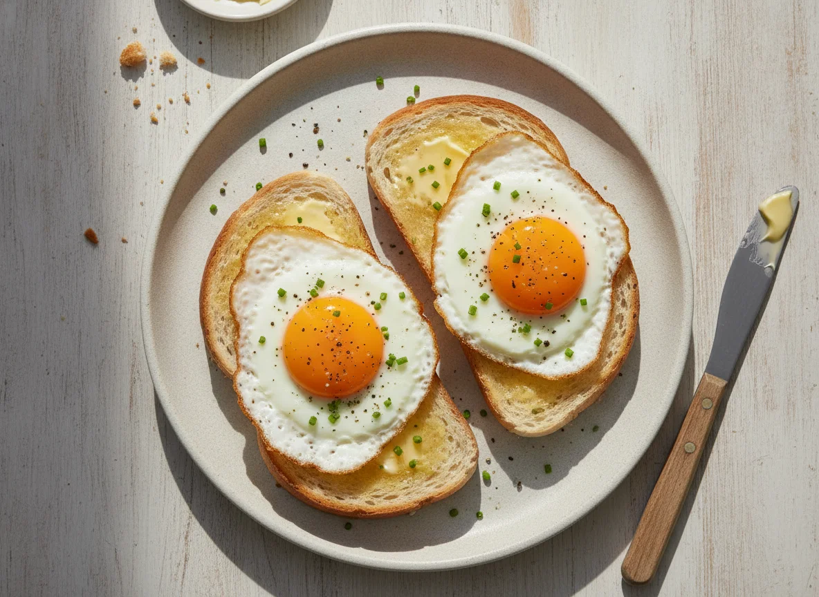 Fried Egg and Buttered Toast photo