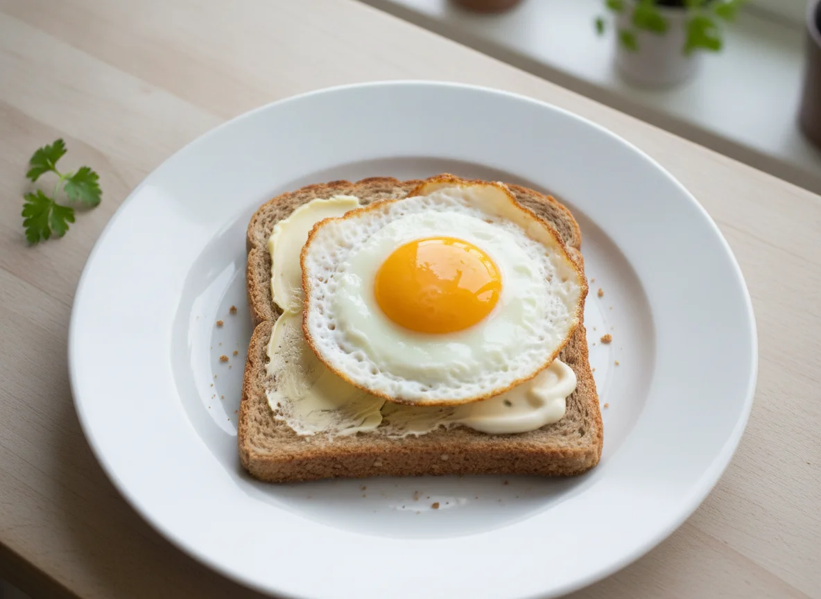 Fried egg on wholemeal toast photo