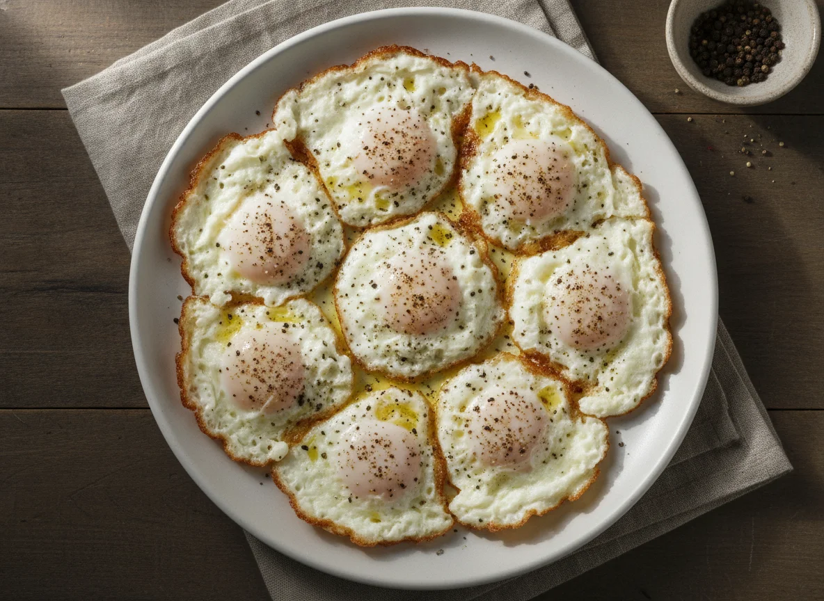 Fried egg whites with black pepper photo