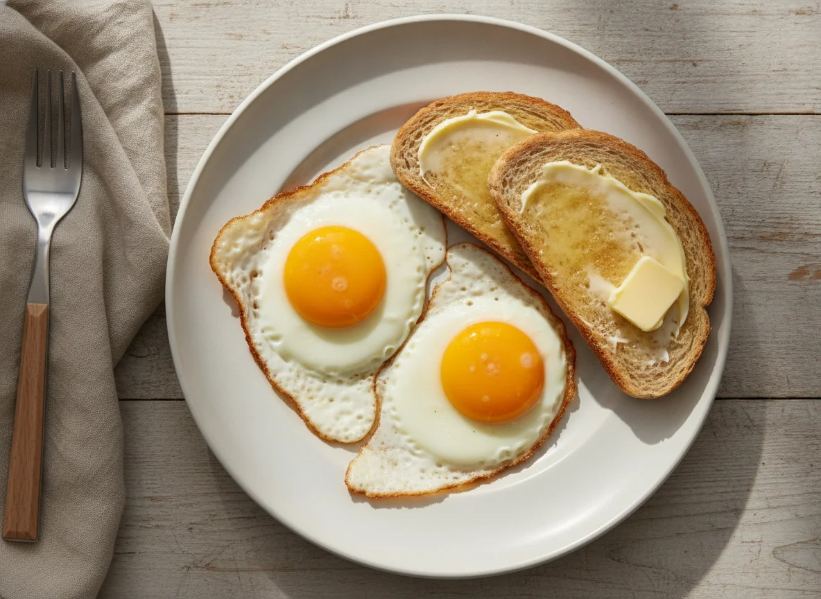 Fried Eggs and Buttered Toast photo