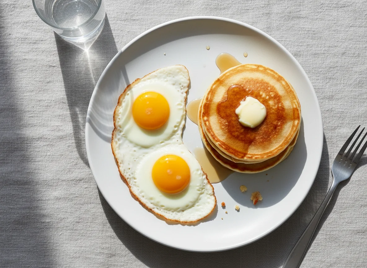 Fried Eggs and Pancake photo