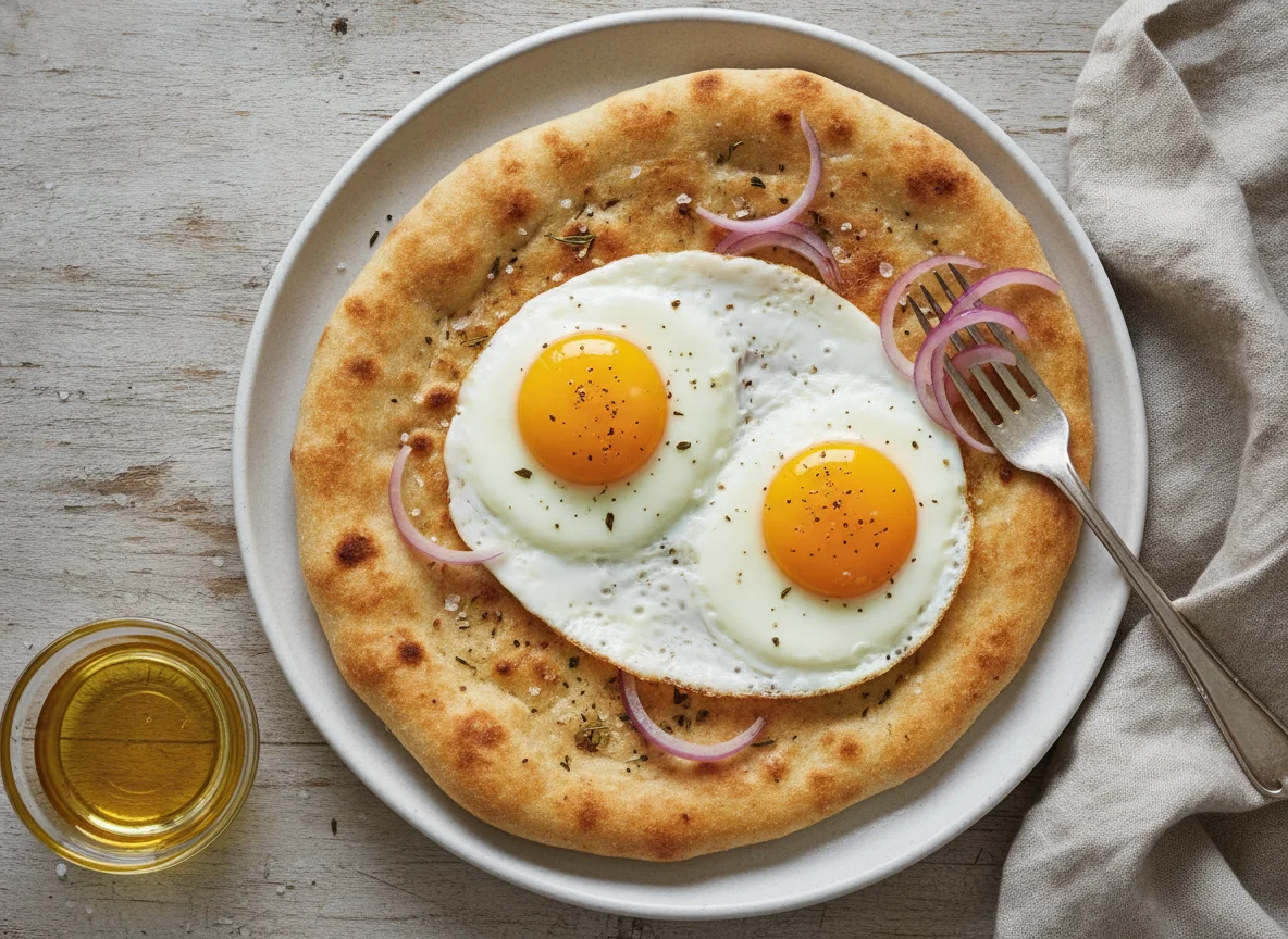 Fried Eggs with Flatbread photo