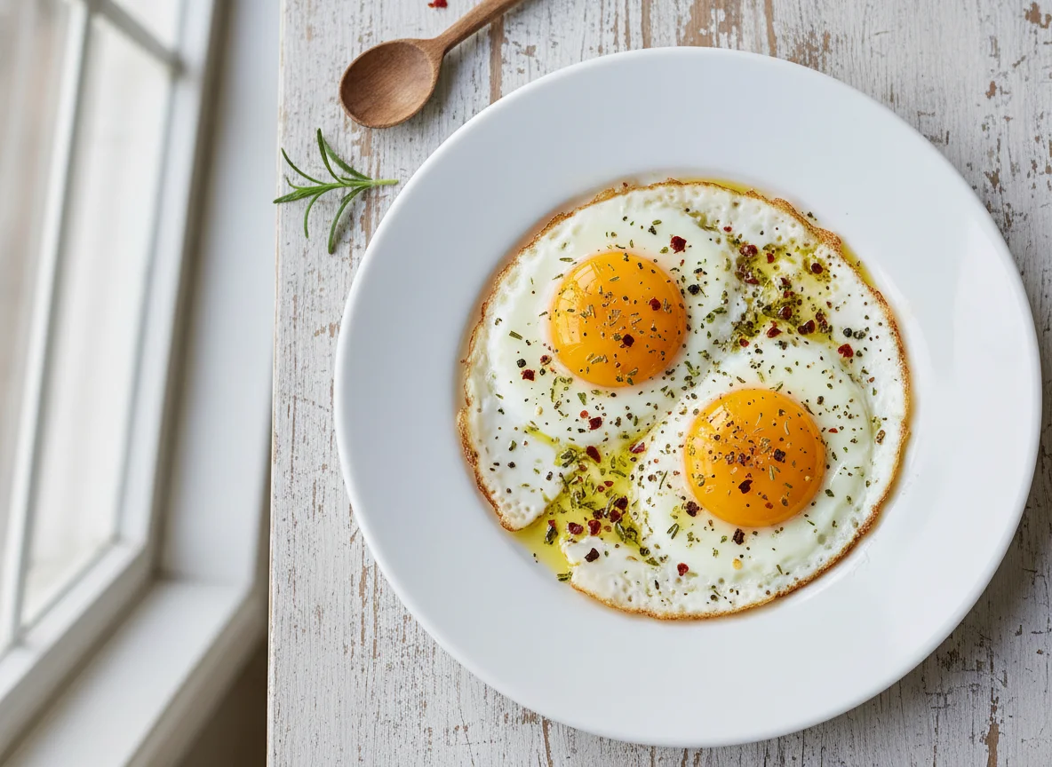 Fried Eggs with Herbs and Spices photo