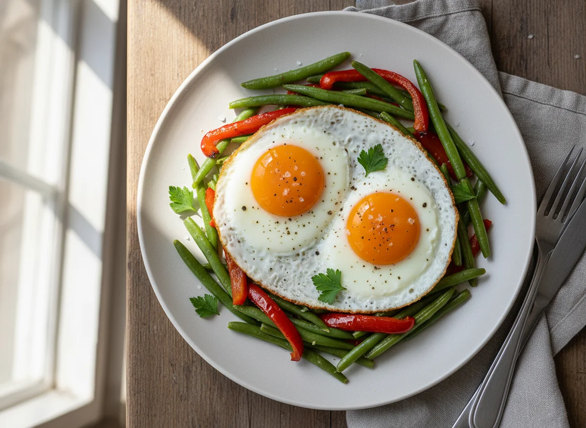 Fried Eggs with Vegetables photo