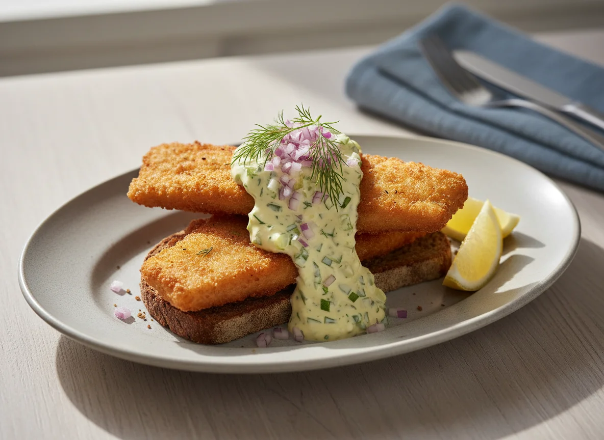 Fried Fish on Rye Bread (Stjerneskud) photo