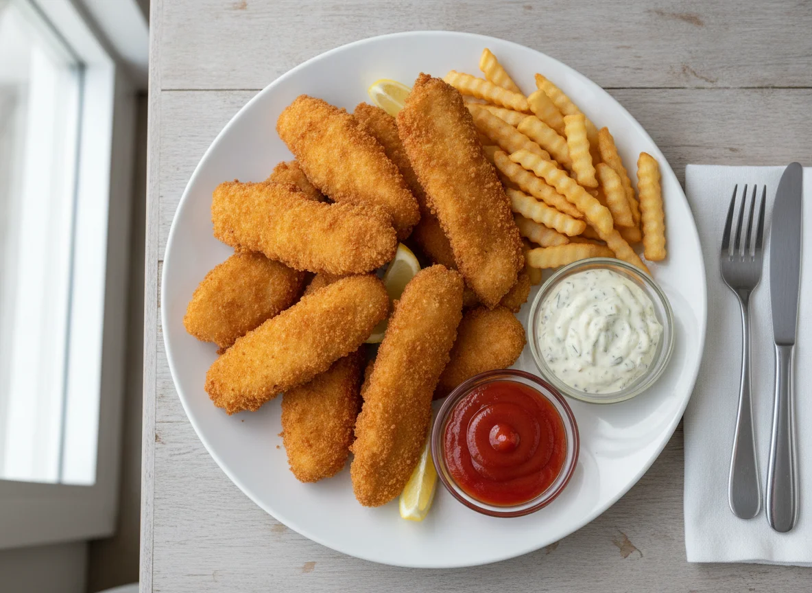 Fried Fish or Chicken Strips with Dipping Sauces photo