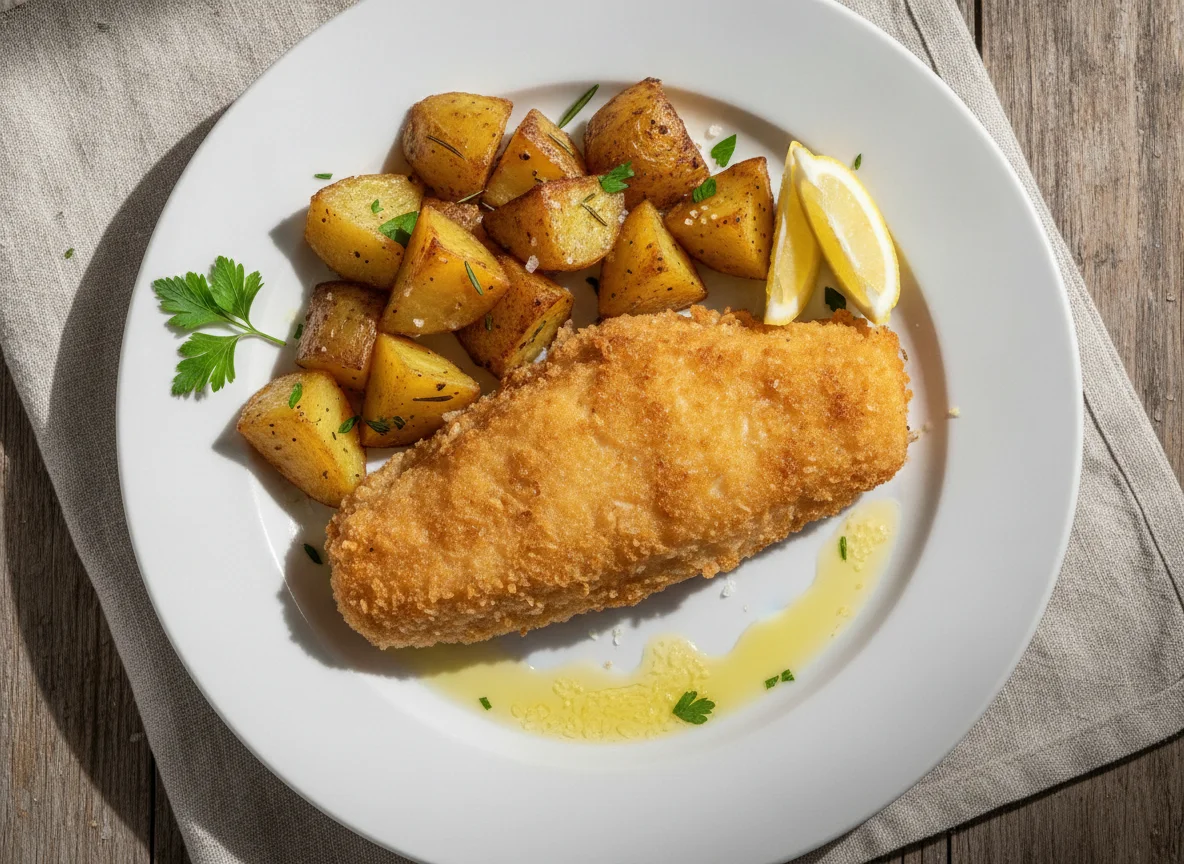 Fried Fish with Roasted Potatoes photo