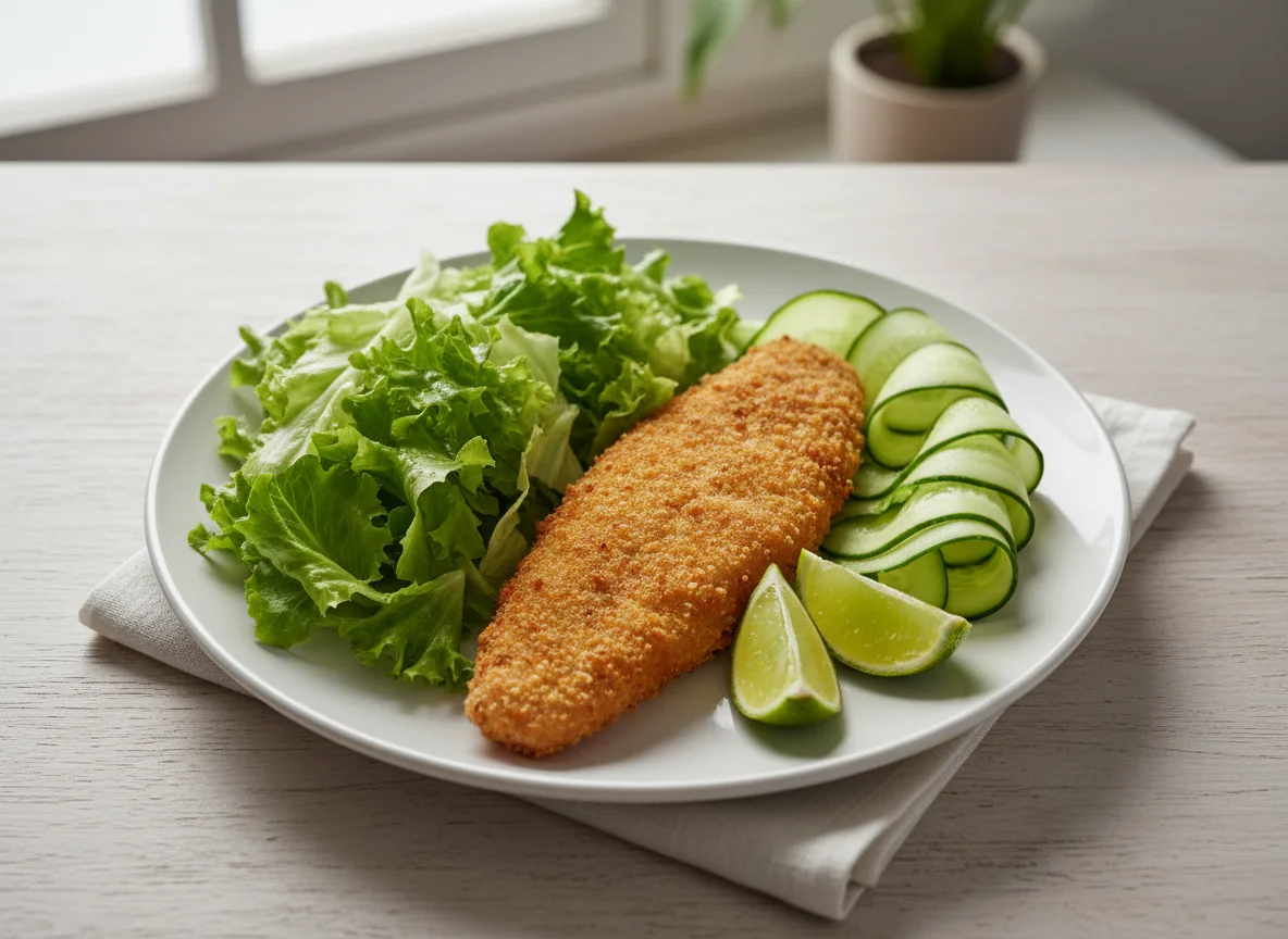 Fried Fish with Salad photo