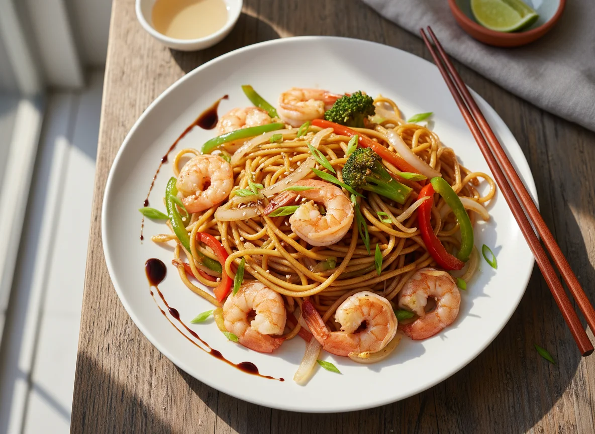 Fried Fresh Noodle with Shrimp photo