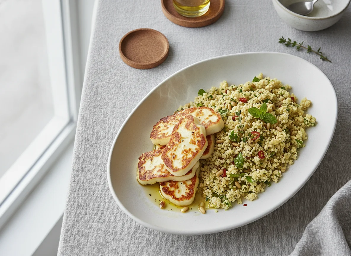 Fried Halloumi with Cauliflower Rice photo