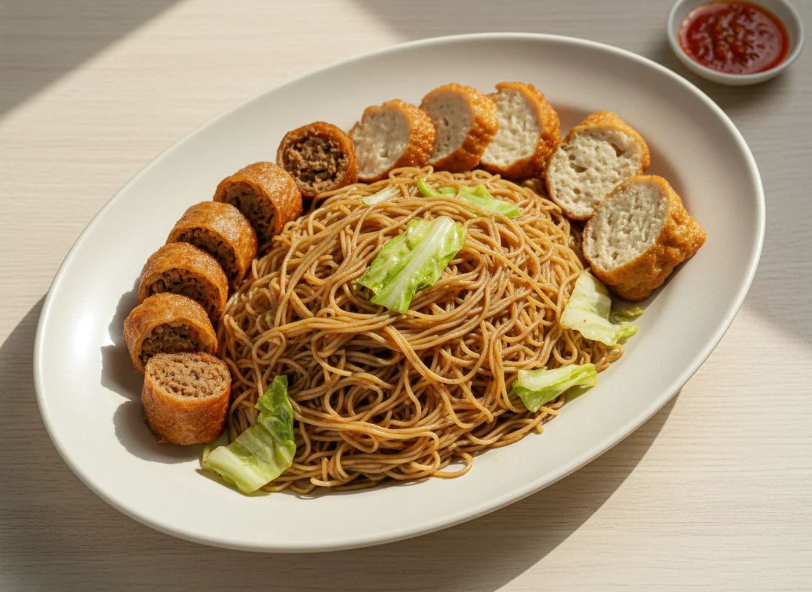 Fried Noodles with Sides photo