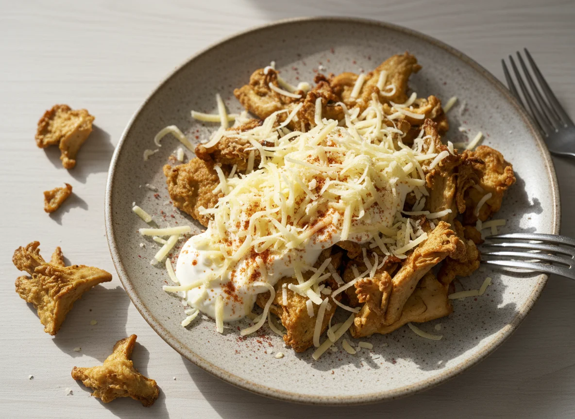 Fried Oyster Mushrooms with Cream and Cheese photo
