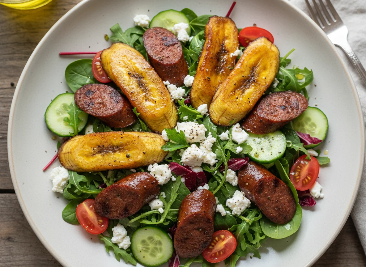 Fried Plantain, Sausage and Feta Salad photo