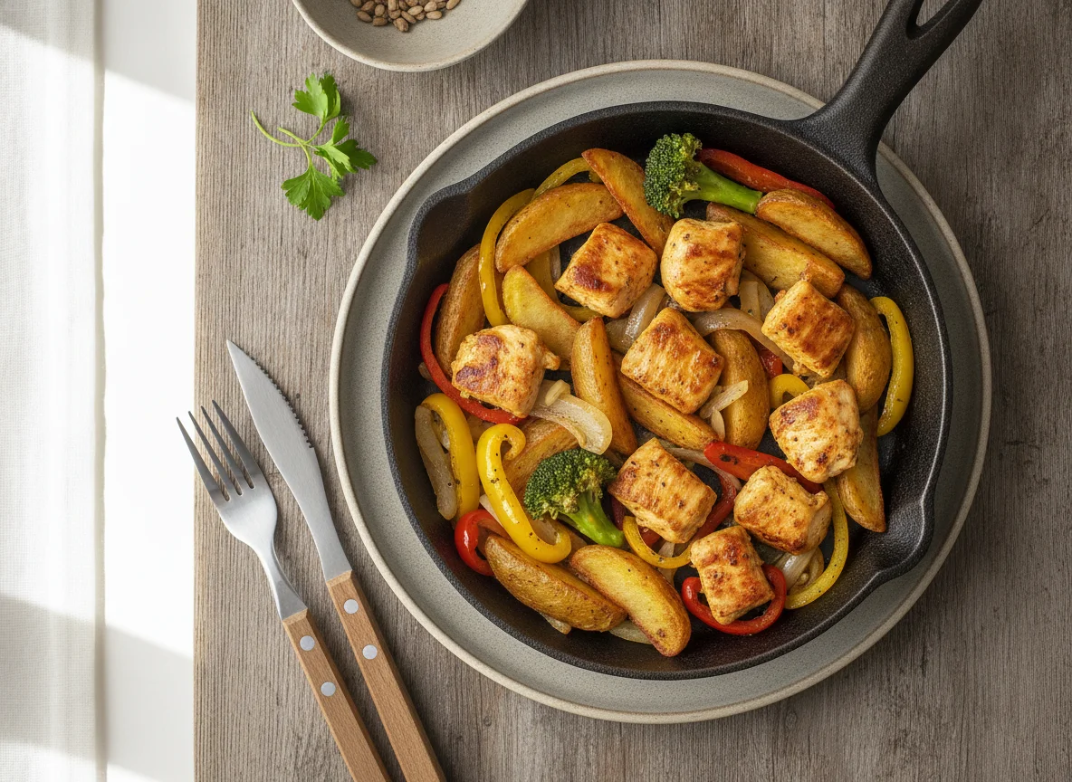 Fried Potato and Chicken Pan photo
